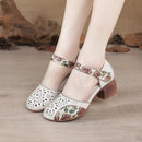 Sandália Salto Médio Floral Emília